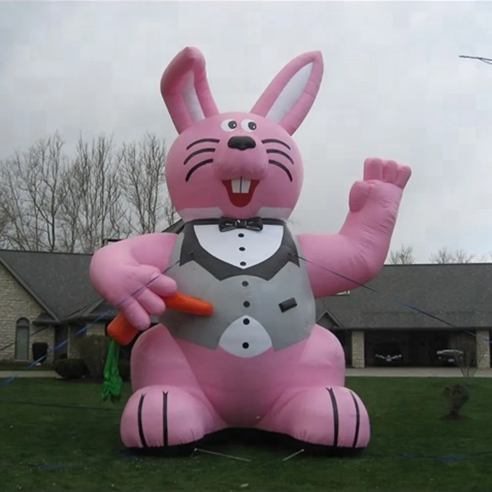 Partihandel påskgigant 26 ft uppblåsbar rosa kaninballong för reklam/evenemang/påsk/fest
