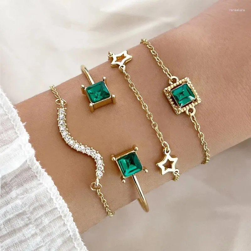 Link Bracelets Personalized Fashion Imitation Grandmother Emerald Women's Bracelet Set Open Jewelry