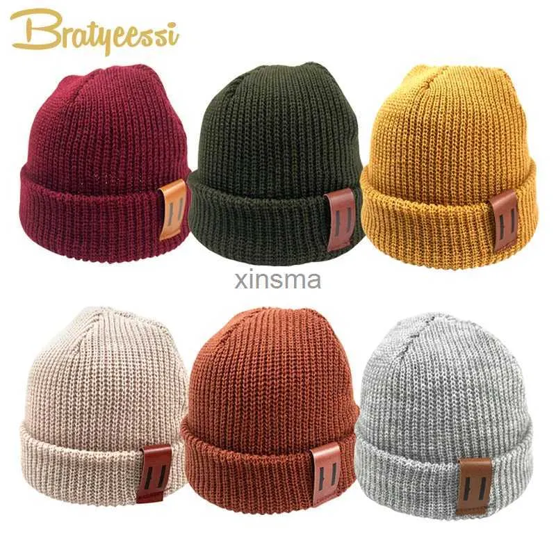 Beanie/Kafatası Kapakları Moda Bebek Şapkası Erkekler İçin Örgü Bebek için Beanie Çocuklar için Çocuk Şapkaları Kızlar İçin Şapkalar Bebek Bonnet Toddler Cap Bebek Aksesuarları 1-4y YQ240207