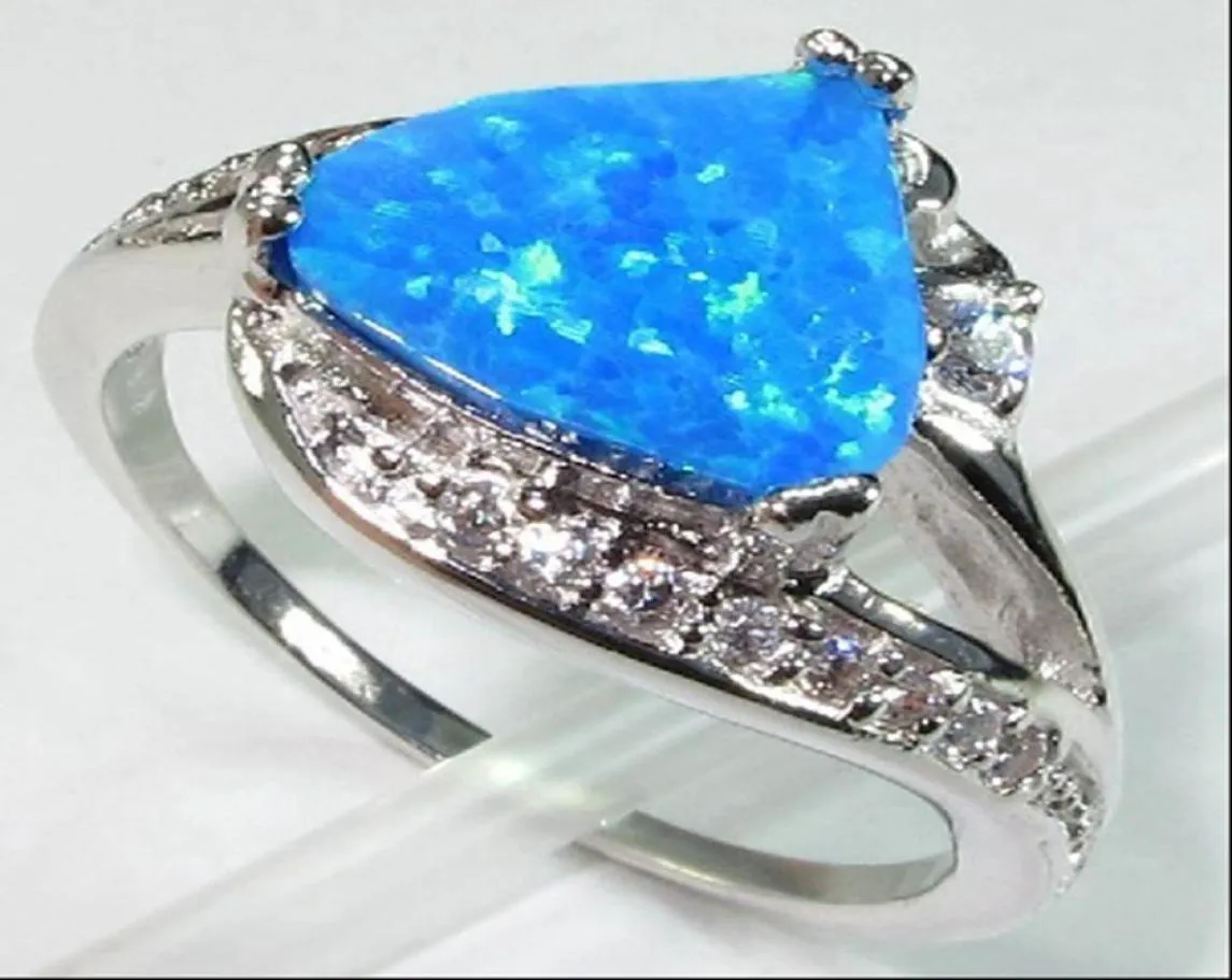 Shunxunze Magnificent Blue Opal Vintage Engagement Wedding Rings för män och kvinnor ädla generösa julklappar Rhodium pläterade R1400049