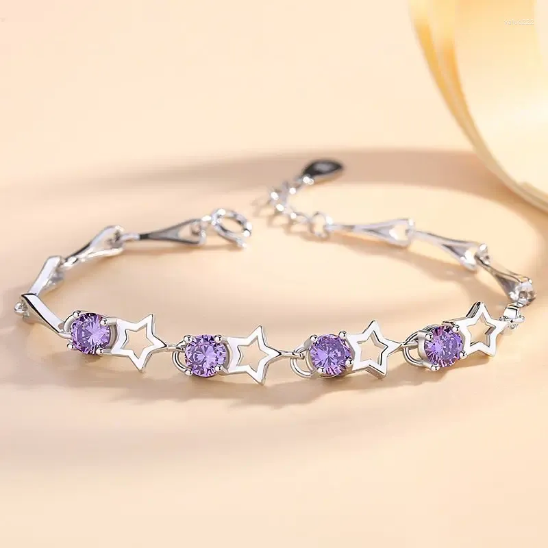 Link Bracelets S925 Sterling Silver Star Bracelet Fairy Style Simple Zircon Fashion Accessories Jewelry