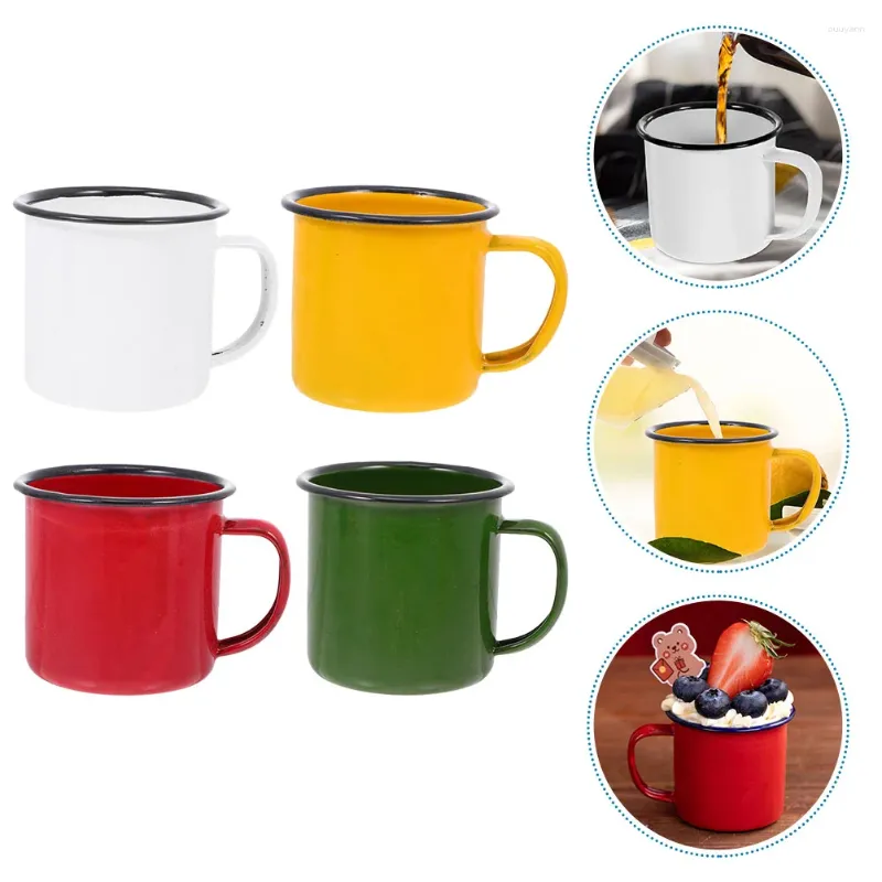 Bicchieri da vino 4 pezzi Tazza da caffè Tazze per acqua smaltate Coperchio smaltato Bere Tazze da viaggio per la casa vecchio stile