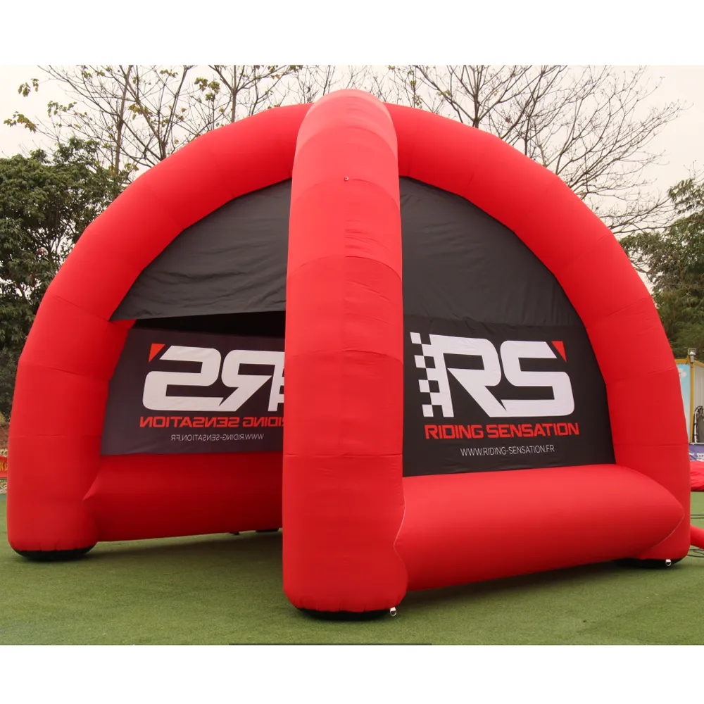 5mWx 5mL (16.4x16.4ft) vente en gros tente gonflable légère de dôme d'événement tentes de dôme d'araignée portatives belvédère de promotion avec ventilateur d'impression personnalisé