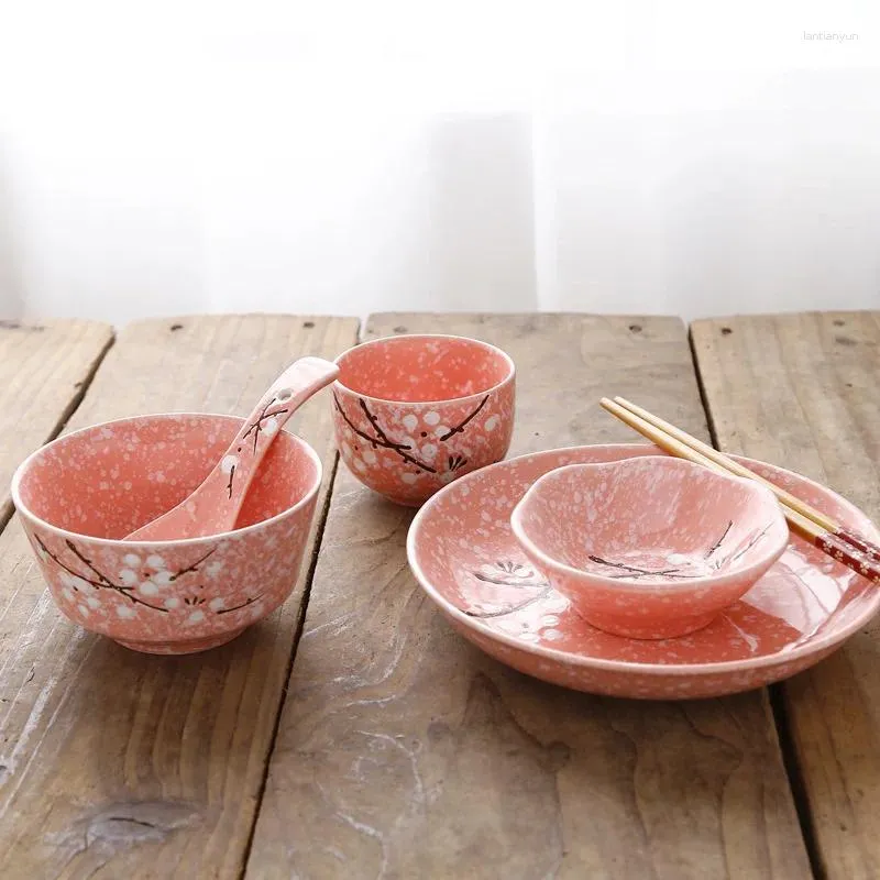 Assiettes 1 personne vaisselle 6 pièces ensemble de dîner en céramique japonaise bol de riz plat de baguettes