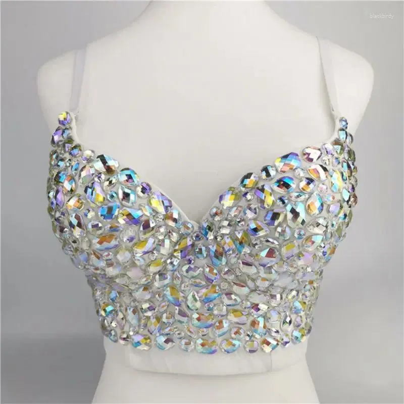 Kadın Tankları Kadın Seksi AB Renkli Rhinestone Bustier Crop En iyi Push Up Takı Bralette Glitter Club Party Corset Sutyası