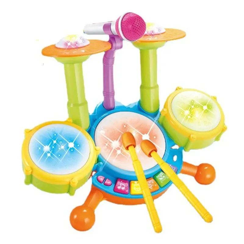 Kids Drum Set Musical Instrument Toys for Toddlers 13 Educational Working Microphone Babies 240124