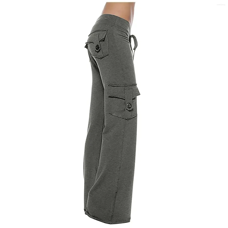 Damesbroeken Casual broek met rechte pijpen Dames elastische taille Lange cargo-joggers Yogazakken Brede dameskleding