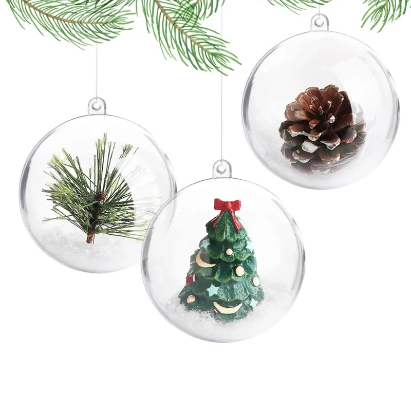 パーティーデコレーションクリアクリスマスボールのつまみびり10パックdiyプラスチック充填可能な装飾クリスマスツリーハロウィーンウェディングルームの装飾
