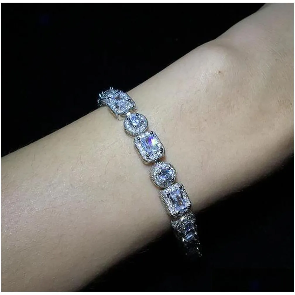 Biżuteria mężczyźni kwadratowe mieszane diamenty Bransoletka bling Tenns Gold Sier 8 -cal 8 mm Simate Dimonds Banles Braceles Drop dostawa Weddi Dhj2x