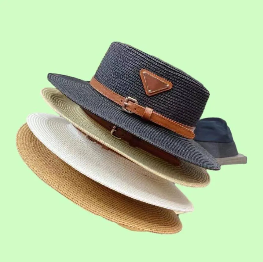 2021 Cappello di paglia da donna039s Moda Sandali a strisce in pelle Cappelli per le vacanze estive sulla spiaggia Cappelli da sole2201610