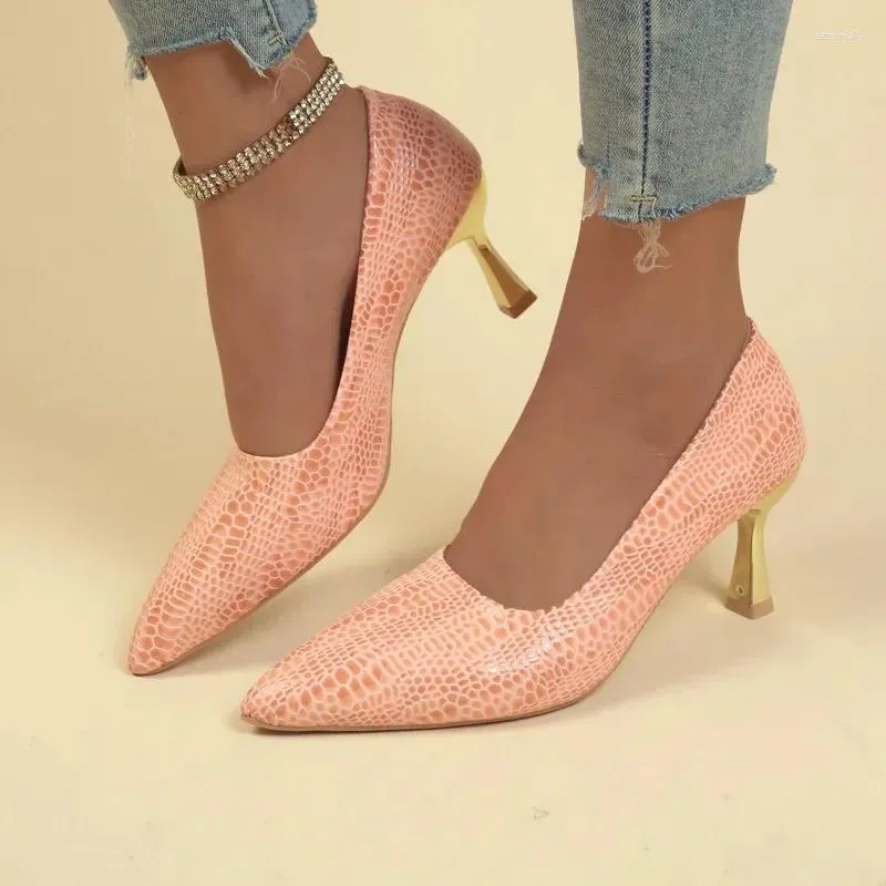 حذاء اللباس للنساء 2024 Spring Pink Women's Pumps Fashion Fashion Fashion Fashion Tee Plus Size Ladies Conguting Office High Heels