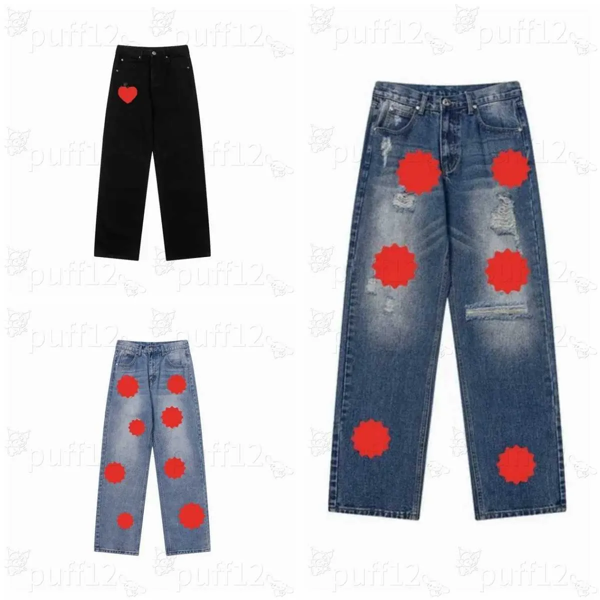 2024 New Fashion Hearts Herren Sanskrit Cross Jeans Designer Make Old Washed Ch Gerade Hosen Herz Brief Drucke Langer Stil Lila