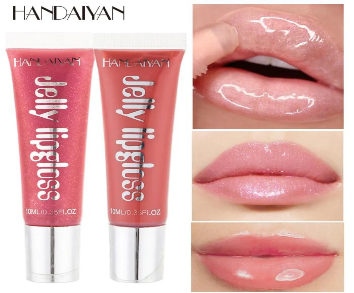 Drop Handaiyan Jelly Lip Gloss fuktgivande Shiny Glitter Liquid Lipstick Clear Lipgloss Beauty Cosmetics Lip Tint Make Up6203374