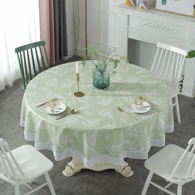 Toalha de mesa redonda em pvc, à prova d'água e à prova de óleo, estampada para casa, jantar, decoração para festa de casamento 240123