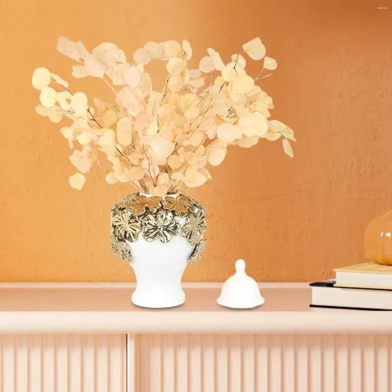 Bouteilles de stockage Vases à fleurs en céramique glaçure blanche bureau d'affichage décoratif pots de gingembre en porcelaine pour ferme salle à manger salon fête
