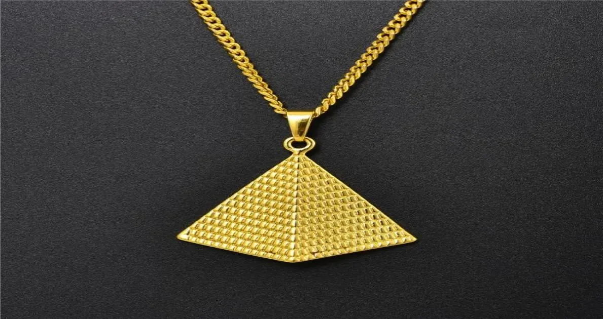 Hommes Femmes Hip Hop Bijoux Triangle Pyramide Pendentif Collier Mode 60 cm Longues Chaînes Personnalité Punk Colliers Pour Hommes Cadeau4032895