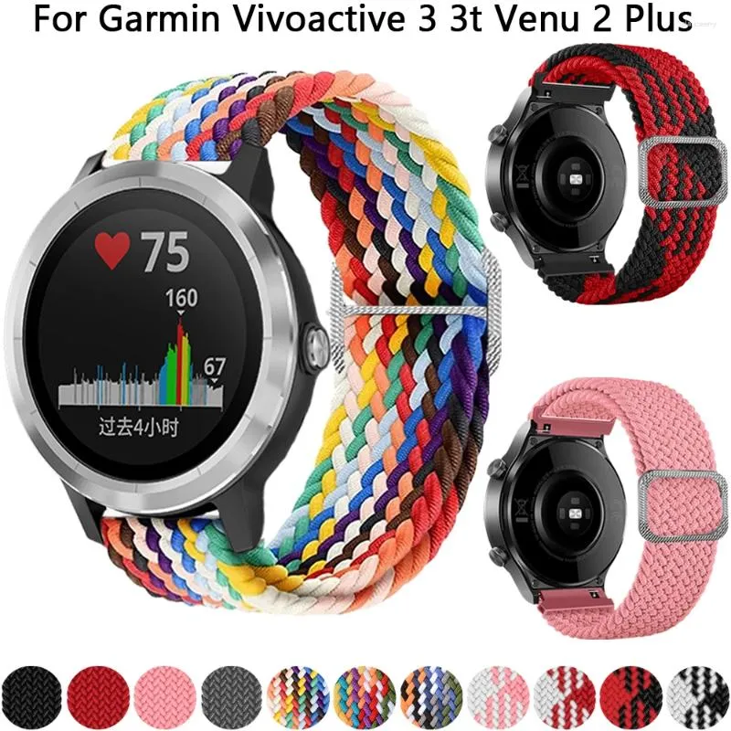 Watch Bands 20 22mm Elastic Nylon Band For Garmin Vivoactive 3 Music 4 Venu Sq 2 Sports Strap Loop Forerunner 245 645 55 158