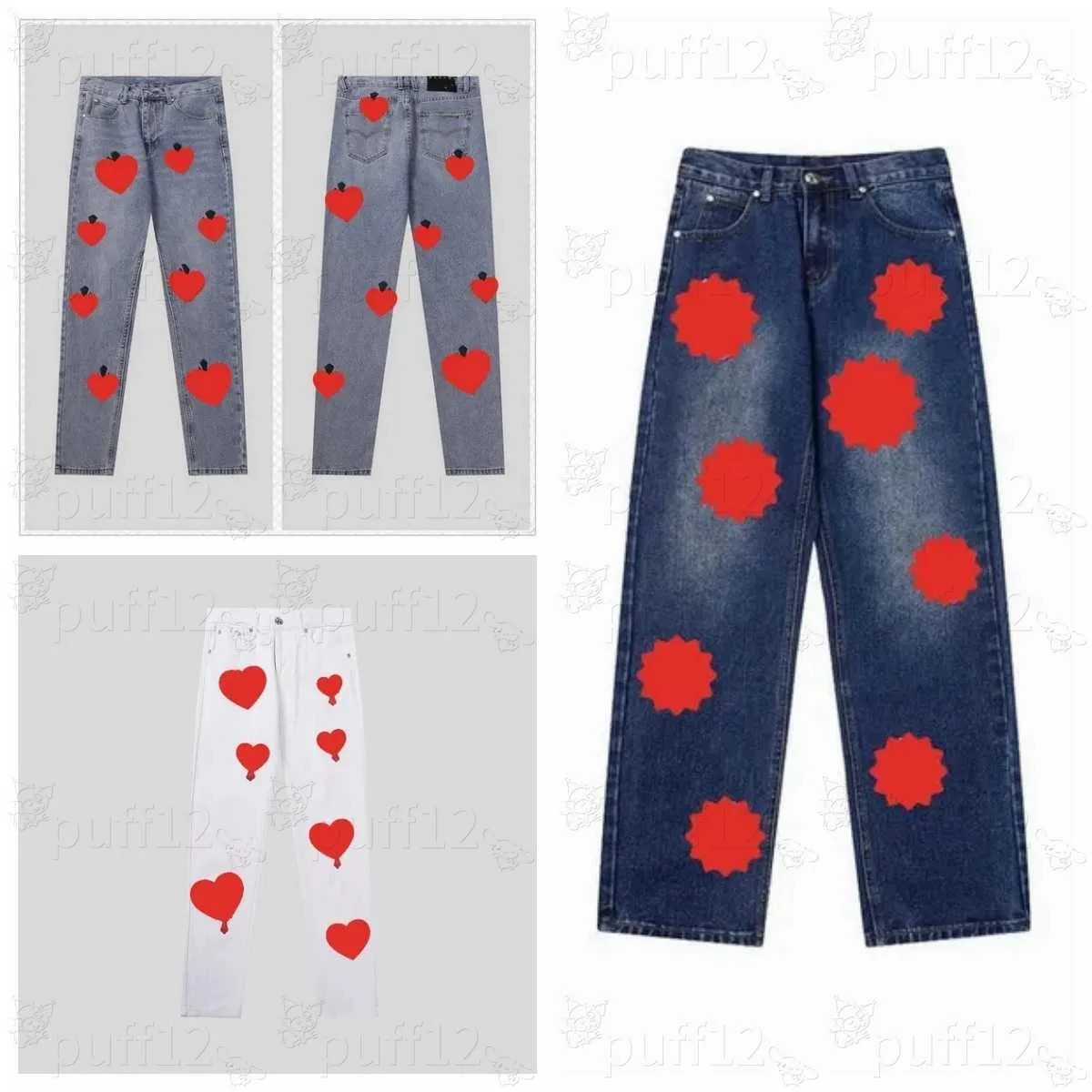 Designer da uomo Make Old Washed Hearts Jeans Pantaloni dritti Cuore Croce Ricamo Lettere Stampe per Donna Uomo Casual Stile lungo Ch Jeans HYNX