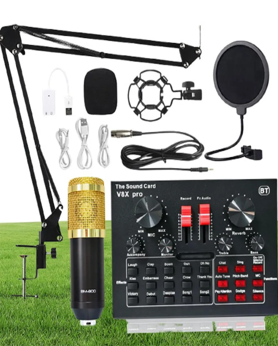 BM 800 Professional o Microfoni V8 Set di schede audio BM800 Mic Studio Microfono a condensatore per Karaoke Podcast Registrazione dal vivo S9845555