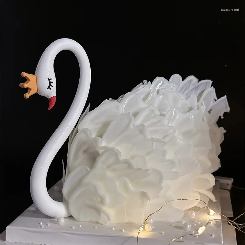 Suprimentos festivos adesivo macio pescoço de cisne bolo enfeites decorativos tridimensional decoração de mesa de sobremesa