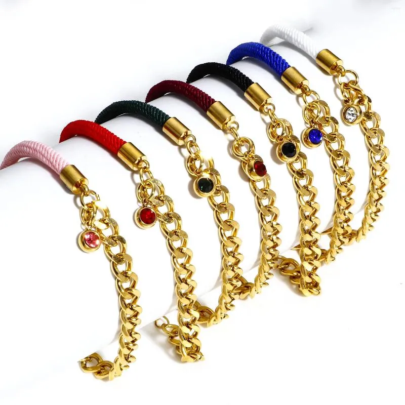 Bracelets de charme Chaîne de nez de cochon 304 en acier inoxydable plaqué or couleur Milan corde cubaine double panneau bracelet bijoux 17 cm de long