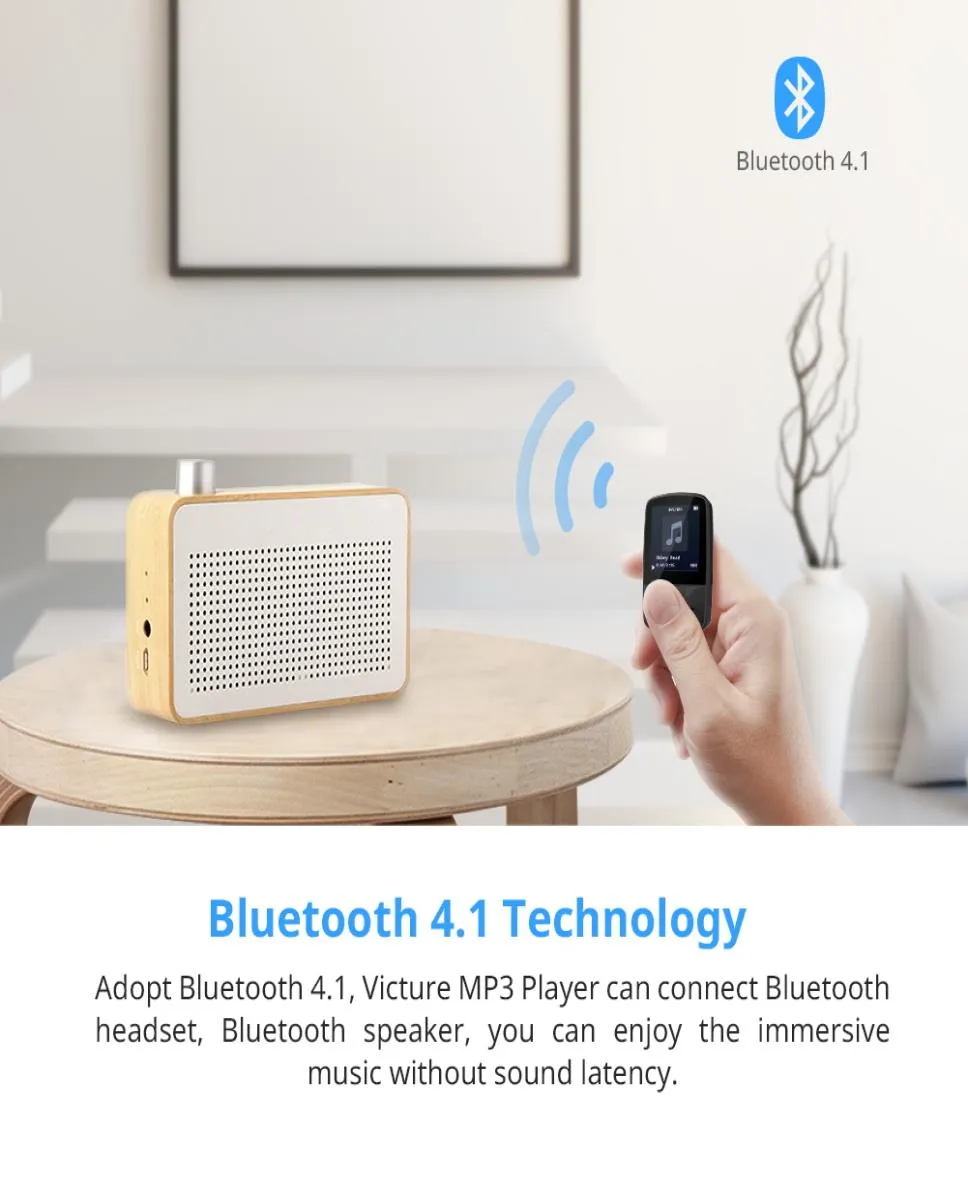 Victure MP3-плеер Bluetooth Clip 16 ГБ Музыкальный плеер FM-радио Диктофон obooks Шагомер для бега на мотоциклеd1993995