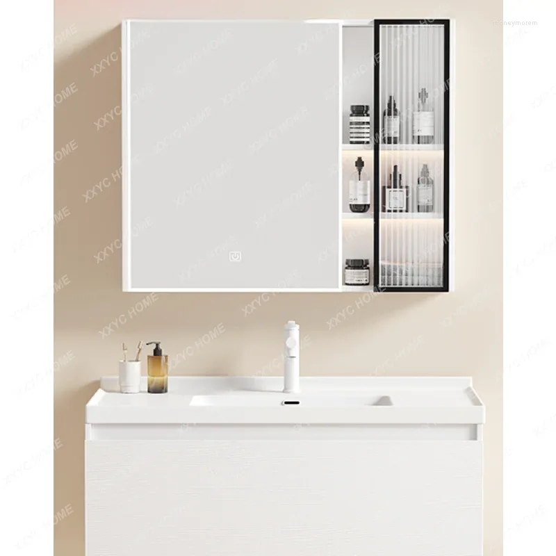 Robinets de lavabo de salle de bain Combinaison d'armoire en plaque de pierre Moderne Minimaliste Intégré Style Crème Personnalisation Table de lavage Piscine