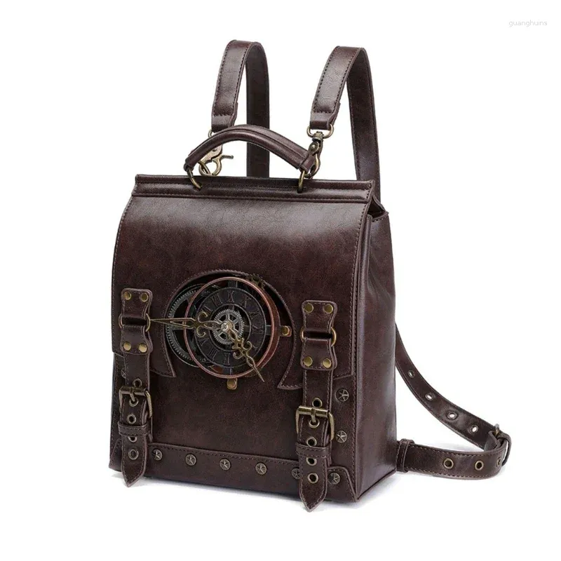 Borse da scuola Zaino per laptop retrò Studente Valigetta in pelle da donna medievale gotica Steampunk