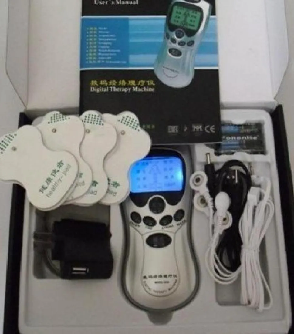 Máquina de terapia digital de acupuntura dezenas, 4 almofadas, quatro fios de fixação, massageador de terapia muscular, massa8403438
