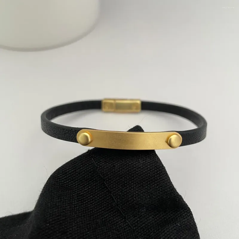 Link pulseiras moda famosa marca de designer preto pulseira de couro homens mulheres casais charme jóias de luxo qualidade superior presente de festa de aniversário