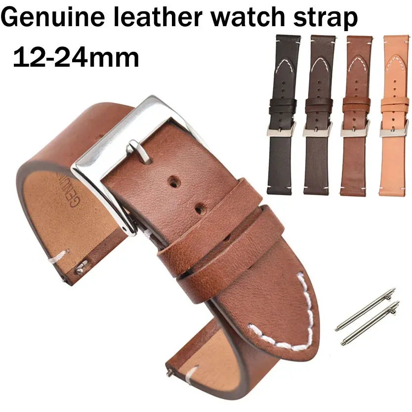 Echtes Leder-Armband, 12 mm, 14 mm, 16 mm, 18 mm, 20 mm, 22 mm, 24 mm, Armband, Handgelenk-Armband, Gürtel für Smart Watch Band 240118