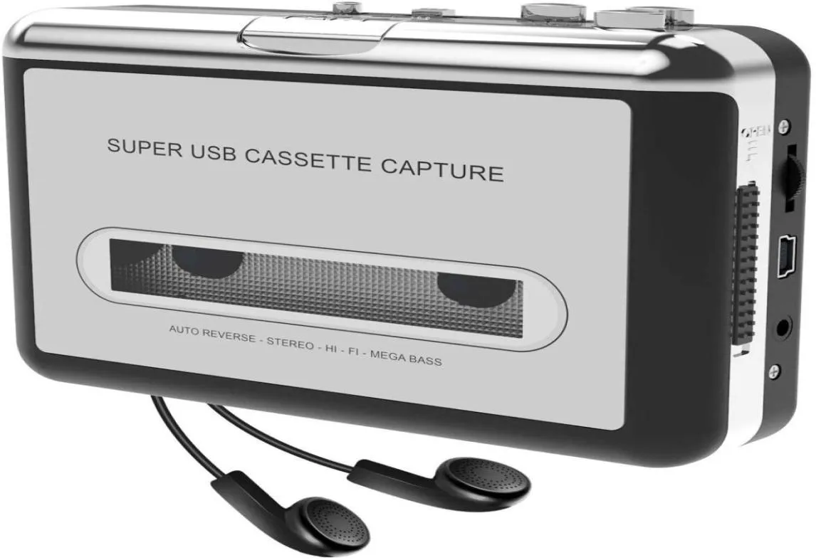 Cassettespeler, draagbare cassettespeler legt MP3 of muziek vast via USB of batterij, converteert Walkman-tapecassette naar MP3 met laptop en PC8217601