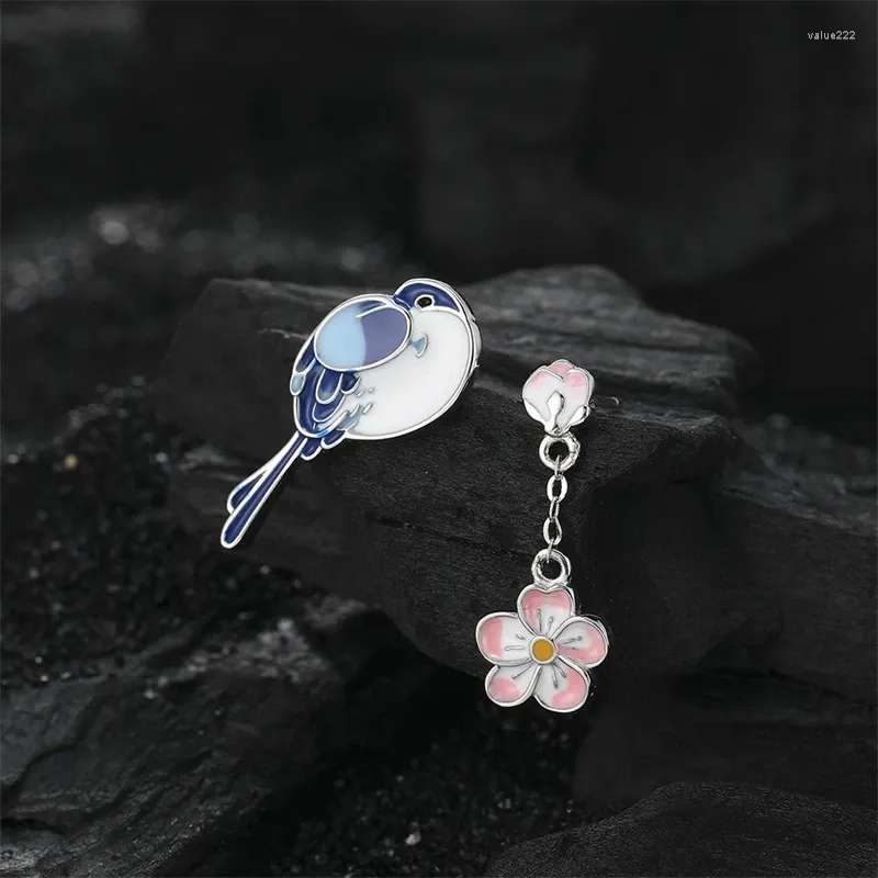 Boucles d'oreilles en argent Sterling 925, colle colorée d'été, oiseau prune pour femmes et filles, mode élégante, Design Original, bijoux