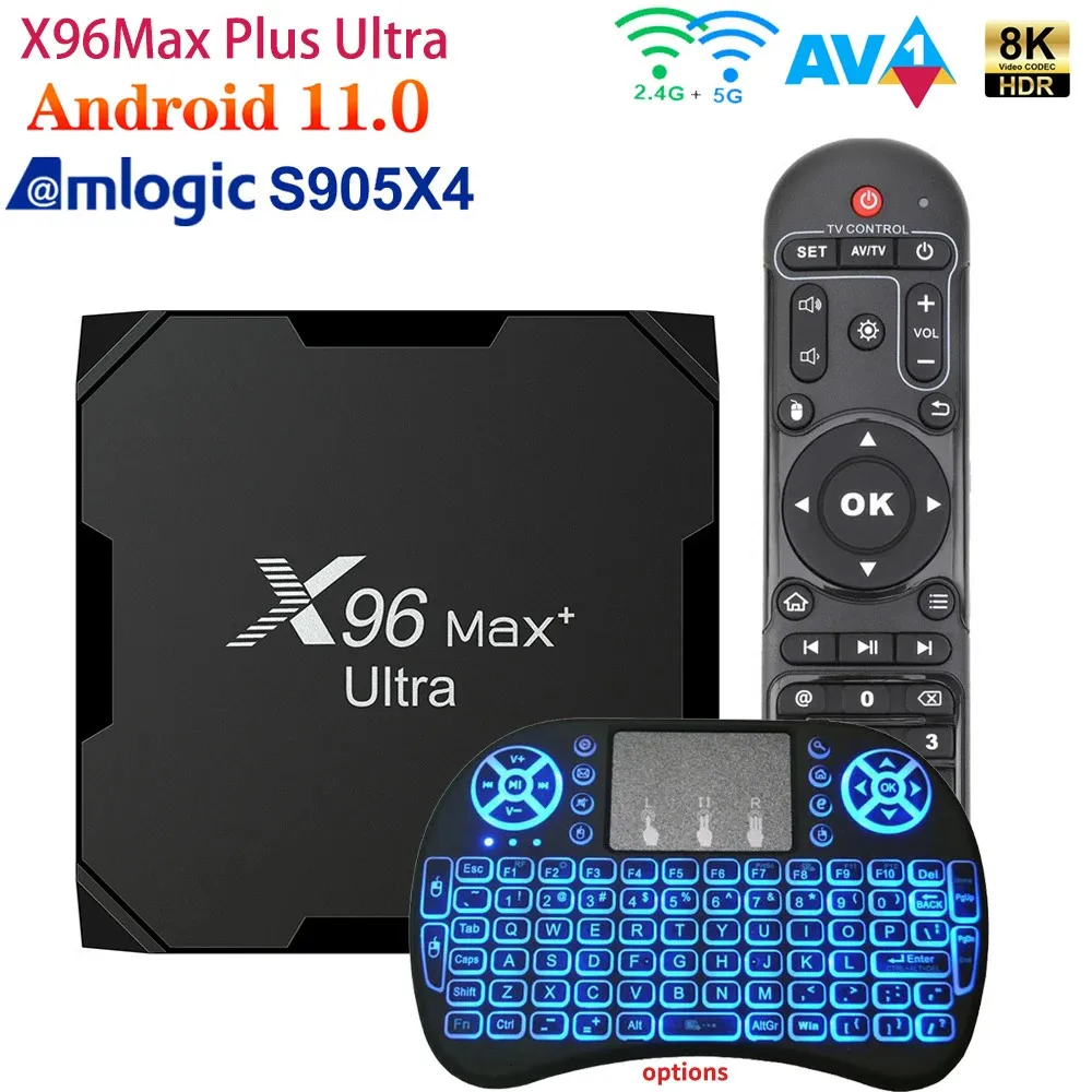 X96 Max Plus Ultra Smart TV Box Android 11 Amlogic S905X4 4GB 64GB AV1 8K WIFI BT41 X96MAX 6K Media Player 3D 4K Set Top 240130