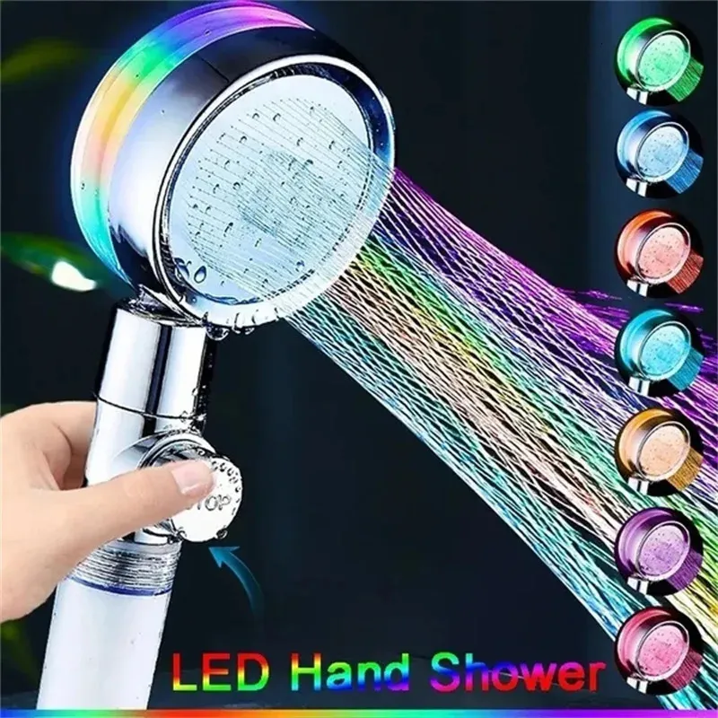 Pommeau de douche LED 7 couleurs, contrôle automatique de la température Rgb, filtre de douche à économie d'eau, pomme de douche haute pression 240202