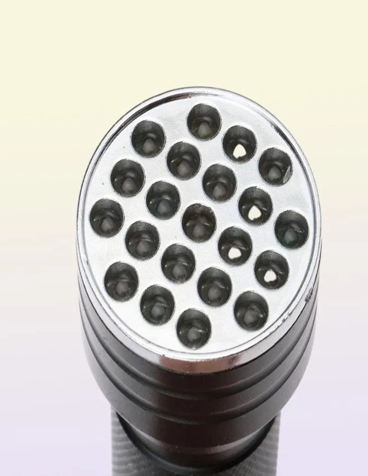 21 LED lampe de poche UV torche lumière violette lumière noire lampe UV torche 3A batterie pour la détection de vérificateur de marqueur DLH4376878029