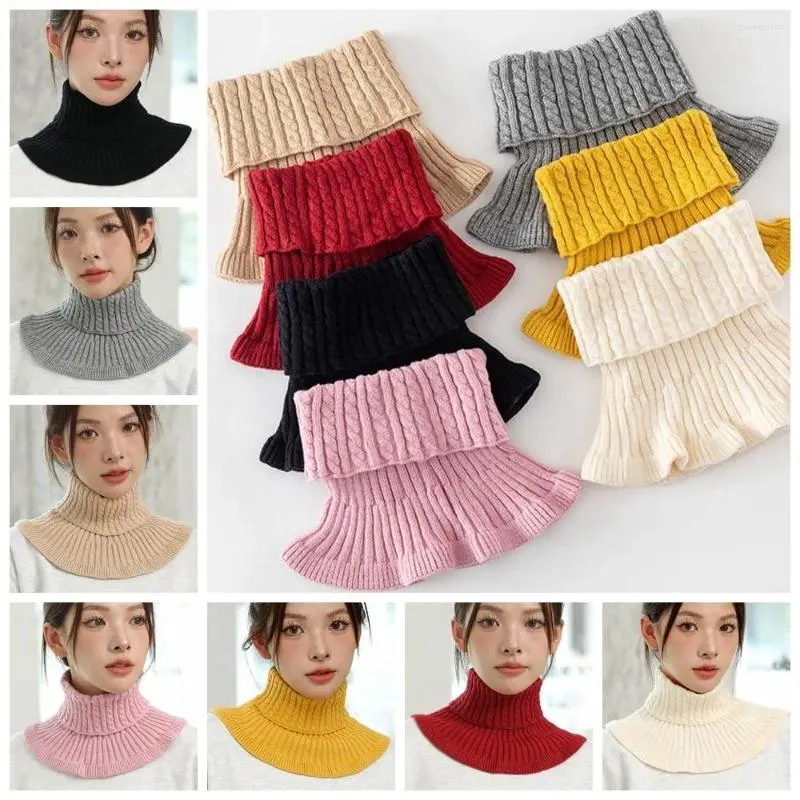 Halsdukar fast färgomslag Turtleneck falsk krage ribbad vinter sjal stickad bib halsduk tillbehör koreansk stil ull