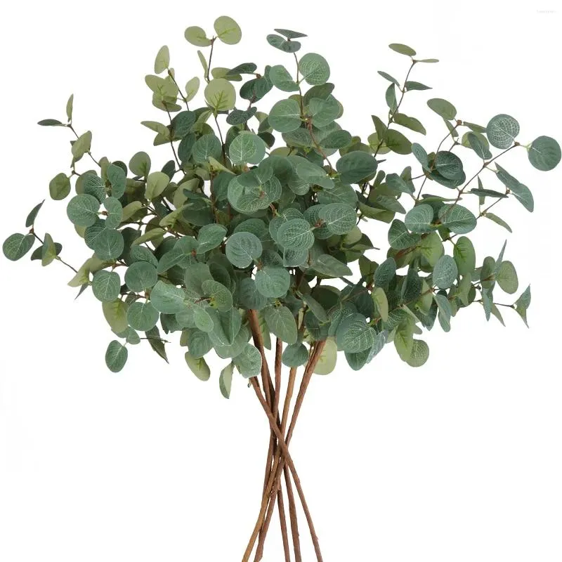 Decorative Flowers Artificial Eucalyptus Stems Tall 60cm Faux Branches Fake Greenery Plants For Vase Home Party Wedding Decoration