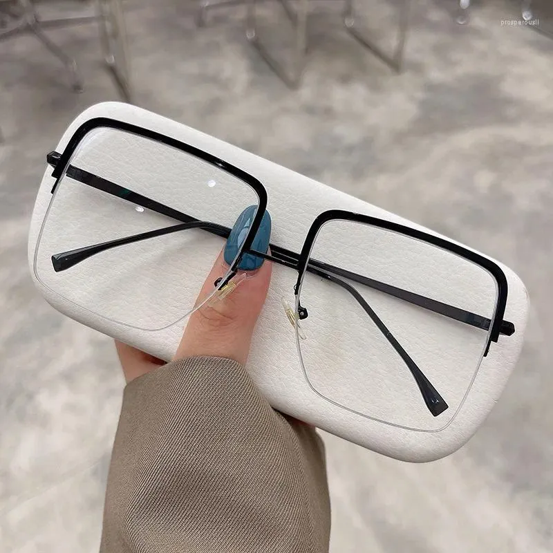 Güneş Gözlüğü Çerçeveleri Stil Yarı Yenilemsiz Kadın Gözlükler Kare Şekla Mavi Işık Bloket Kadınlar için Gözlük