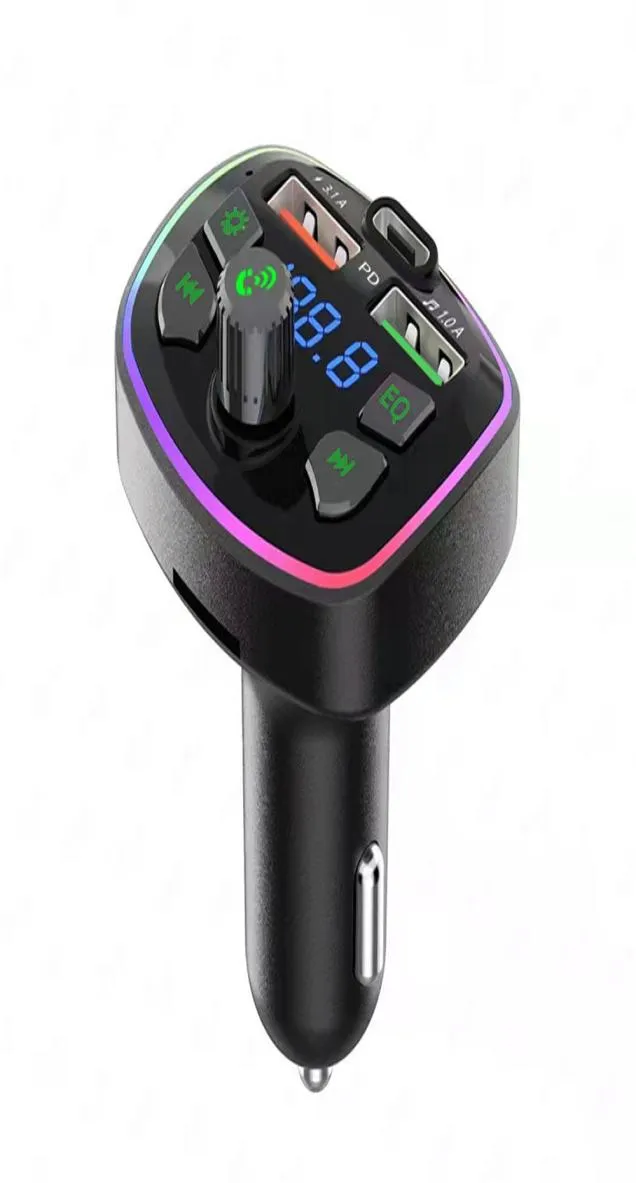 C20 isqueiro do carro transmissor fm o player bluetooth com luzes coloridas mp3 player duplo usb 5v 3.1a carregador rápido3003482