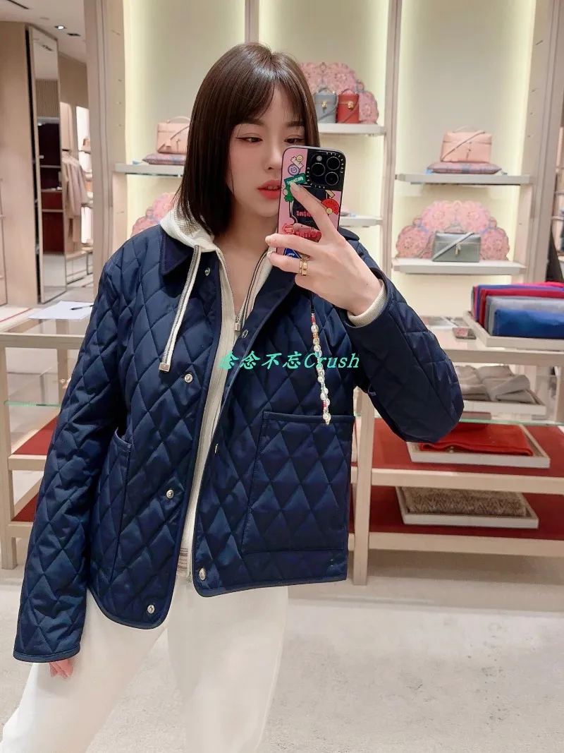 Womens Jackets Winter loro Rhombic Quilted Casual Cotton-padded Jacket Coat piana