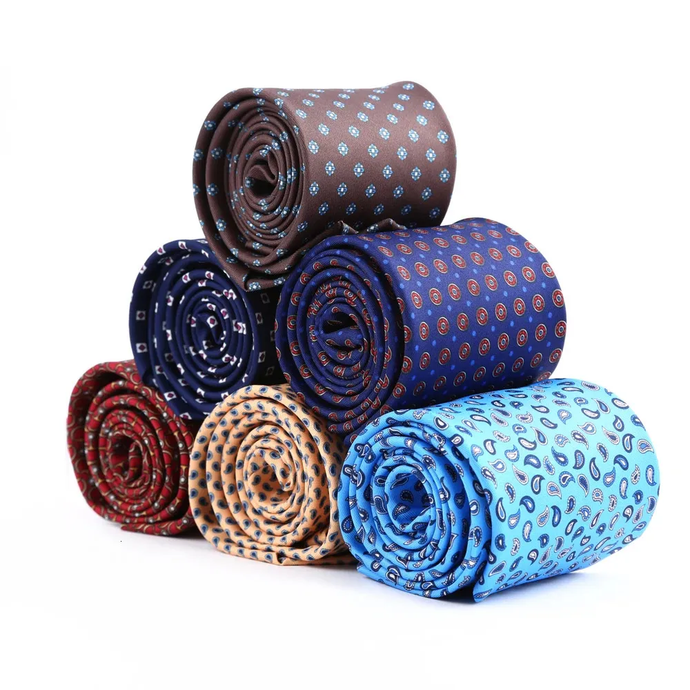 도매 8cm Mens Necktie Silk Handfeel Print Patterns Man Polyester Dots 공식적인 비즈니스 웨딩 액세서리 240122를위한 고전적인 유대