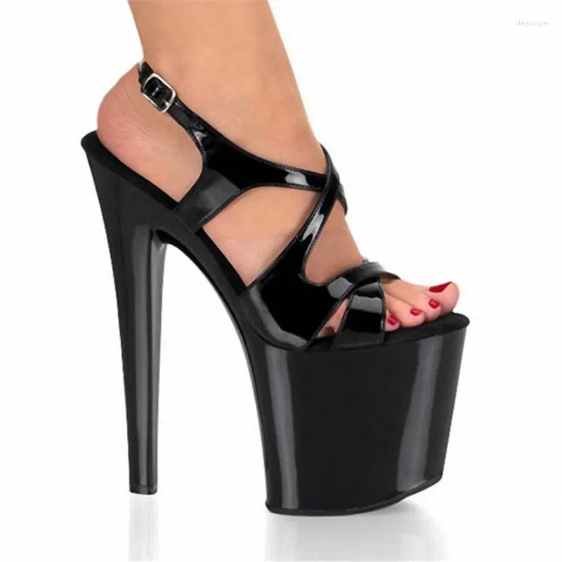 Sandals 2024 Summer Ladies High Quality Sexy 20CM Stiletto Heel Thick Sole Waterproof 10CM Fashion Show Women's Shoes 34-46