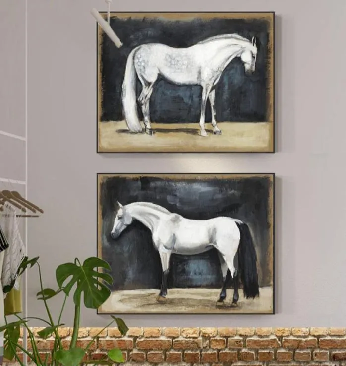 ヴィンテージSホースポスター現代動物キャンバスペインティングプリントリビングルームの装飾のための馬の壁アート画像cuadros no frame5032296