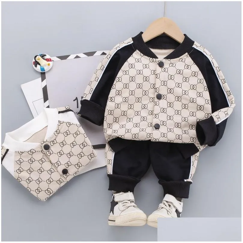 Clothing Sets Autumn Children Boys Tracksuit Baby Girls Clothes Casual Print Cotton Suit Costume For Kids Drop Delivery Maternity Dhjyn