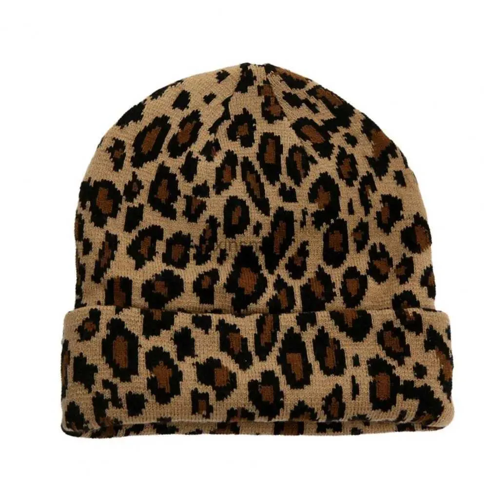 Beanie/Skull Caps 2021 New Beanies for Women Men Fashion Adult Cap Leopard Dome Warm Thick Stretchy Knitted Hat Winter YQ240207