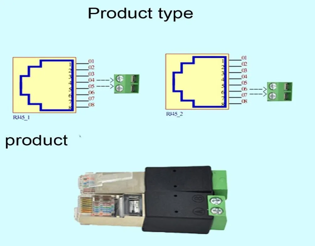 RJ45 Netwerkconnector Mannelijke 8P8C Modulaire Stekker naar RS485 Schroefaansluitingen Adapter7126161