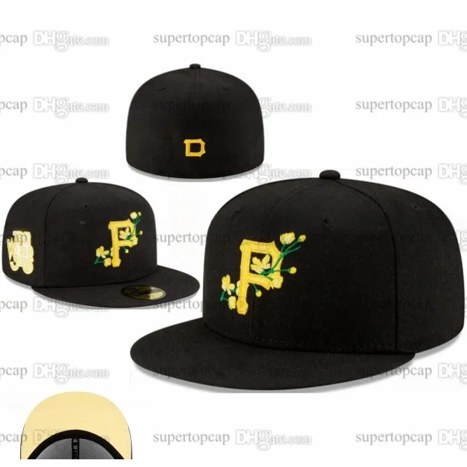 2024 Herren Baseball Full Closed Caps SD Buchstabe Ed Braune Farbe Bone New Black Boston Gold P Patched Sakura Sport Fitted Hats World Series Atlanta Navy Fe7-010