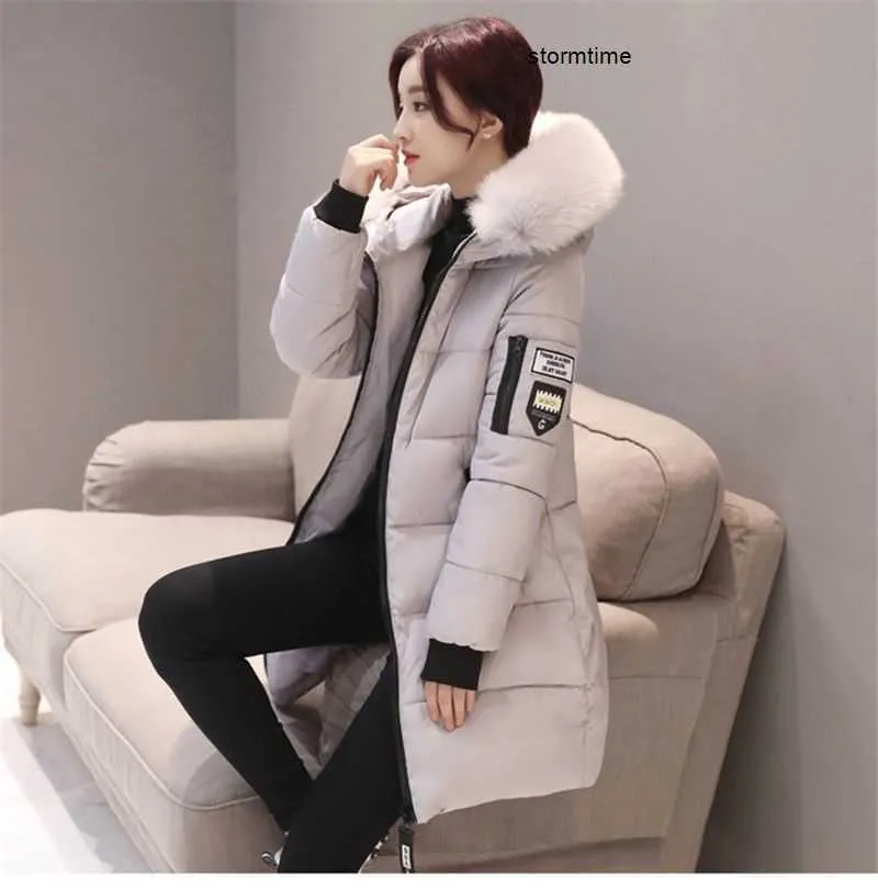 Women Parkas Winter Ladies Casual Long Coats Hooded Fur Collar Cotton Jackets Warm Coat Outwear