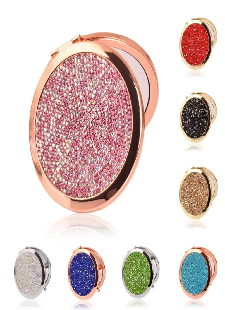 Diamond Makeup Mirror Portable Round Folded Compact Mirrors Diamond Pocket Mirror Make Up for Personalized Gift8610609